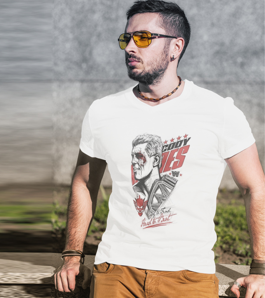 Cody Rhodes Easy To Find Hard To Beat Wrestling Legend Bold Red Text Star Motif T-Shirt