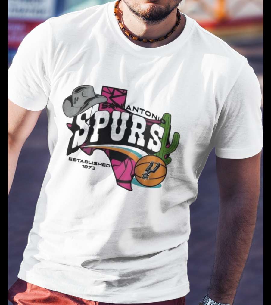 San Antonio Spurs Texas Cowboy Hat Cactus Basketball Established 1973 T-Shirt