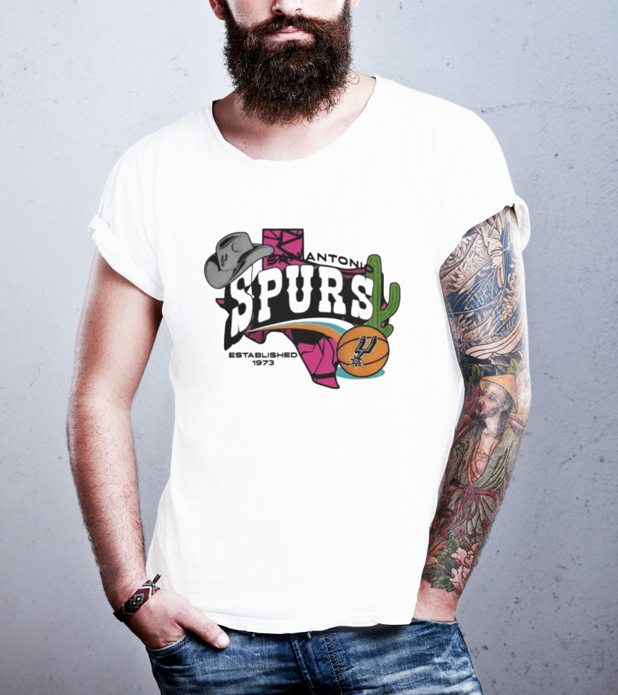 San Antonio Spurs Texas Cowboy Hat Cactus Basketball Established 1973 T-Shirt