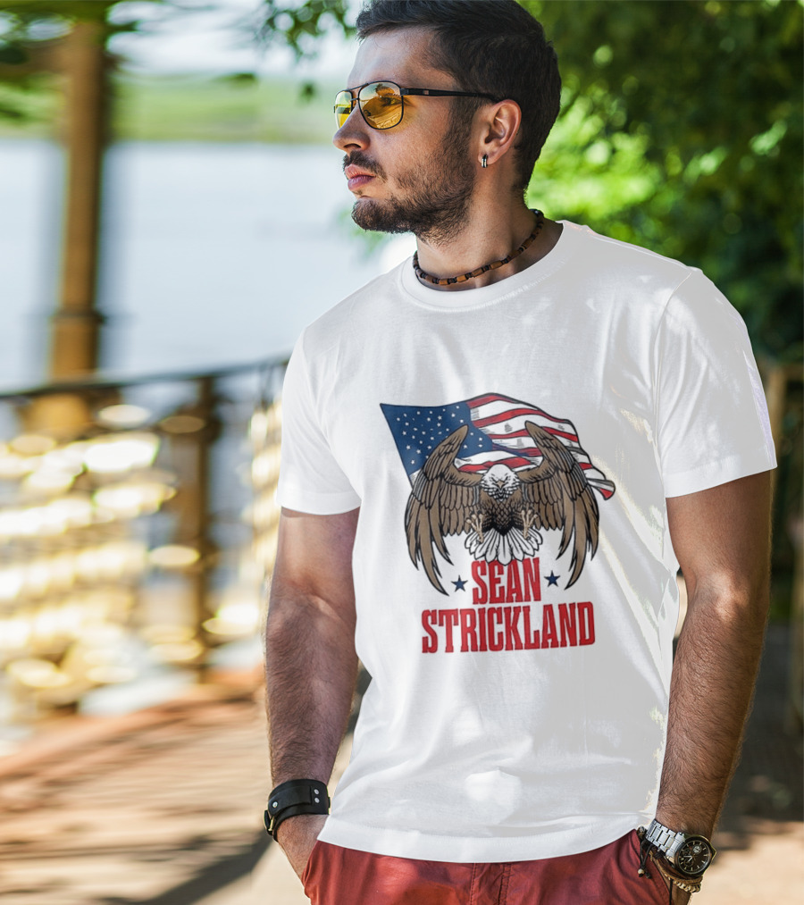 Sean Strickland Eagle With American Flag T-Shirt