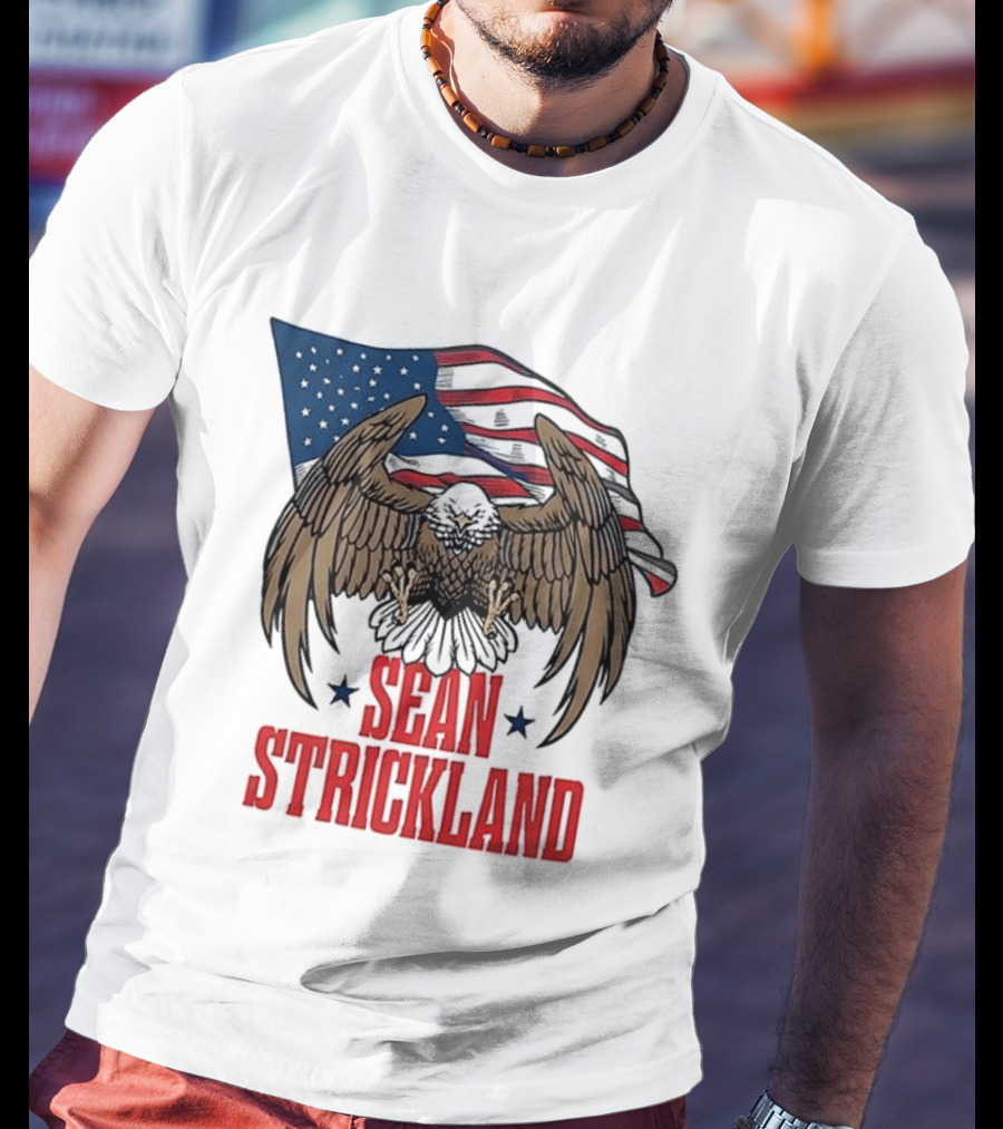 Sean Strickland Eagle With American Flag T-Shirt