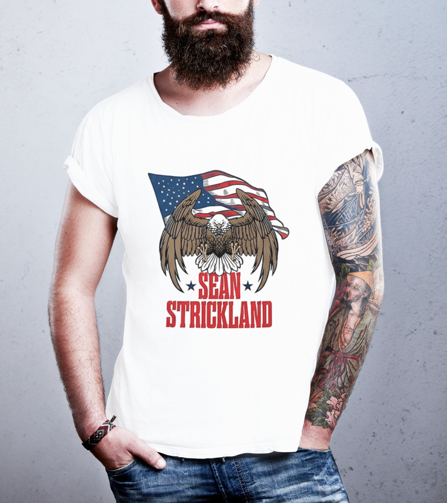 Sean Strickland Eagle With American Flag T-Shirt