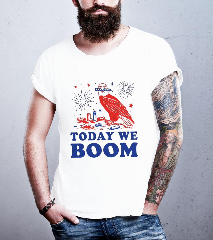 Today We Boom Bald Eagle Fireworks Celebration T-Shirt