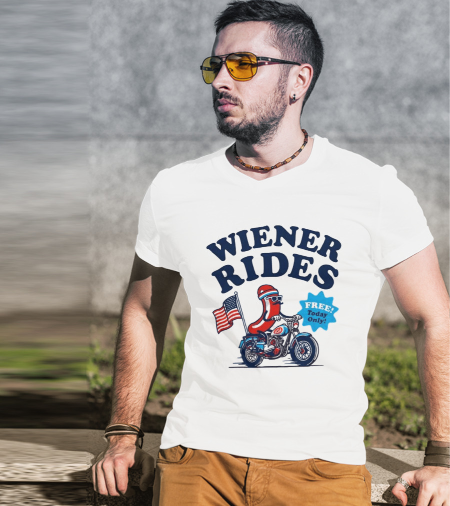 Wiener Rides 4th Of July Sausage Driving Motorbike Free Today Only 250th Anniversary T-Shirt