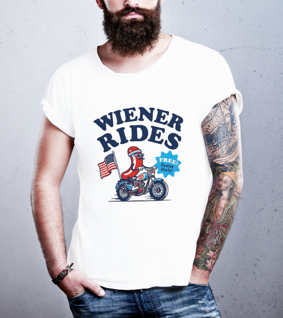 Wiener Rides 4th Of July Sausage Driving Motorbike Free Today Only 250th Anniversary T-Shirt
