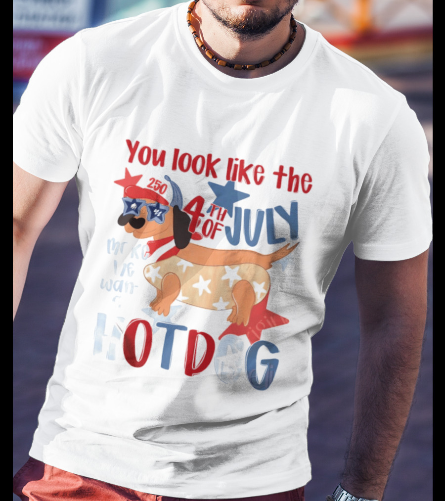 You Look Like The 4th Of July Make Me Want A Hotdog 2020 Dog Star Hat T-Shirt
