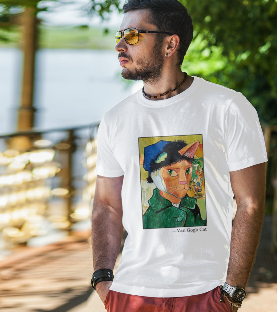 Cat In Van Gogh Style With Bandaged Ear Iconic Painting T-Shirt