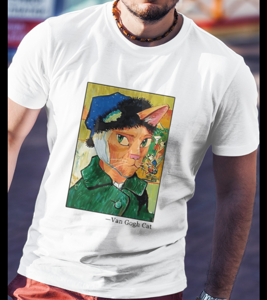 Cat In Van Gogh Style With Bandaged Ear Iconic Painting T-Shirt