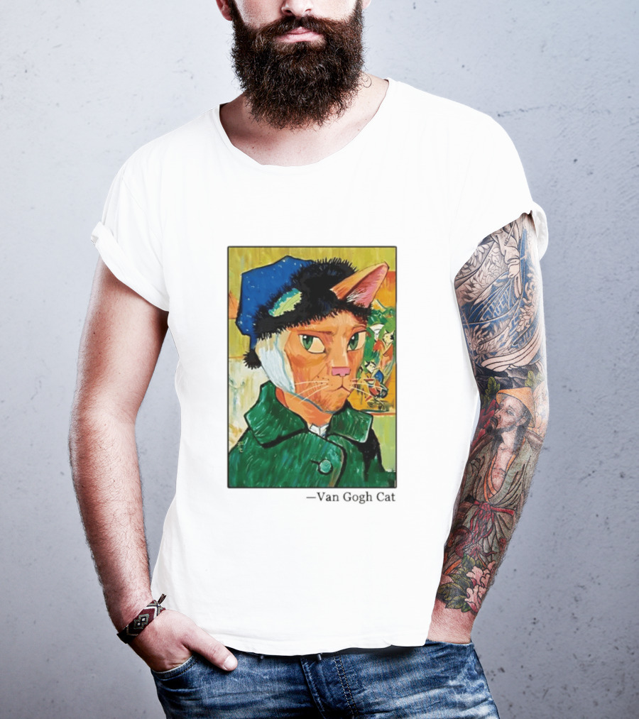 Cat In Van Gogh Style With Bandaged Ear Iconic Painting T-Shirt