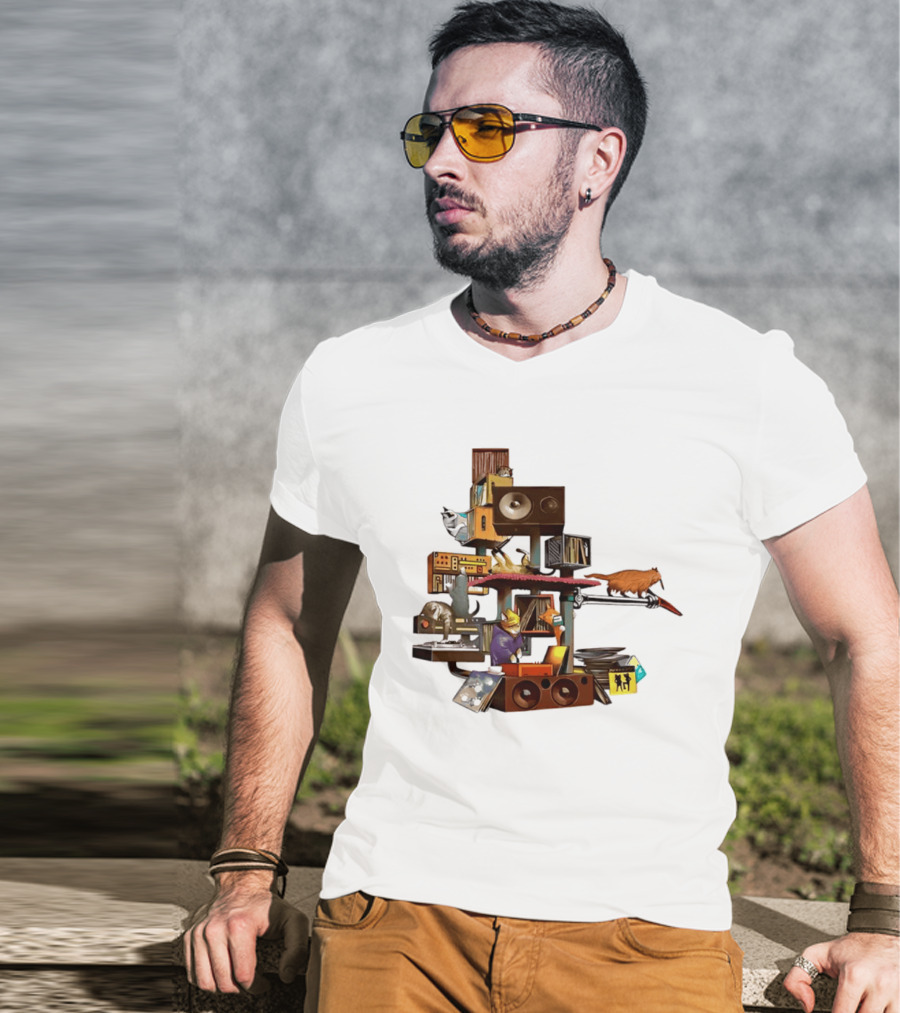 Cats Jamming With Crates And Music Gear T-Shirt