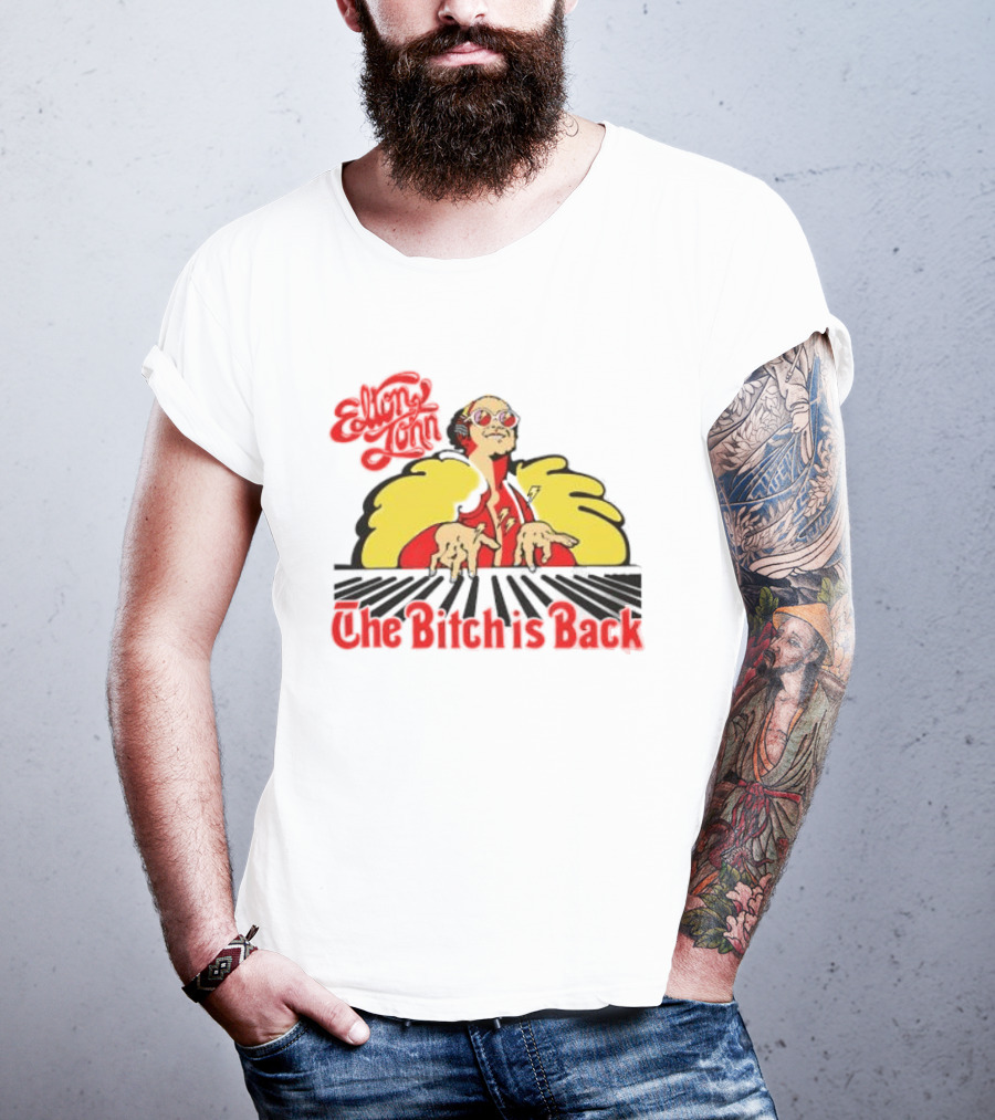 Elton John The Bitch Is Back Burst Yellow And Red T-Shirt
