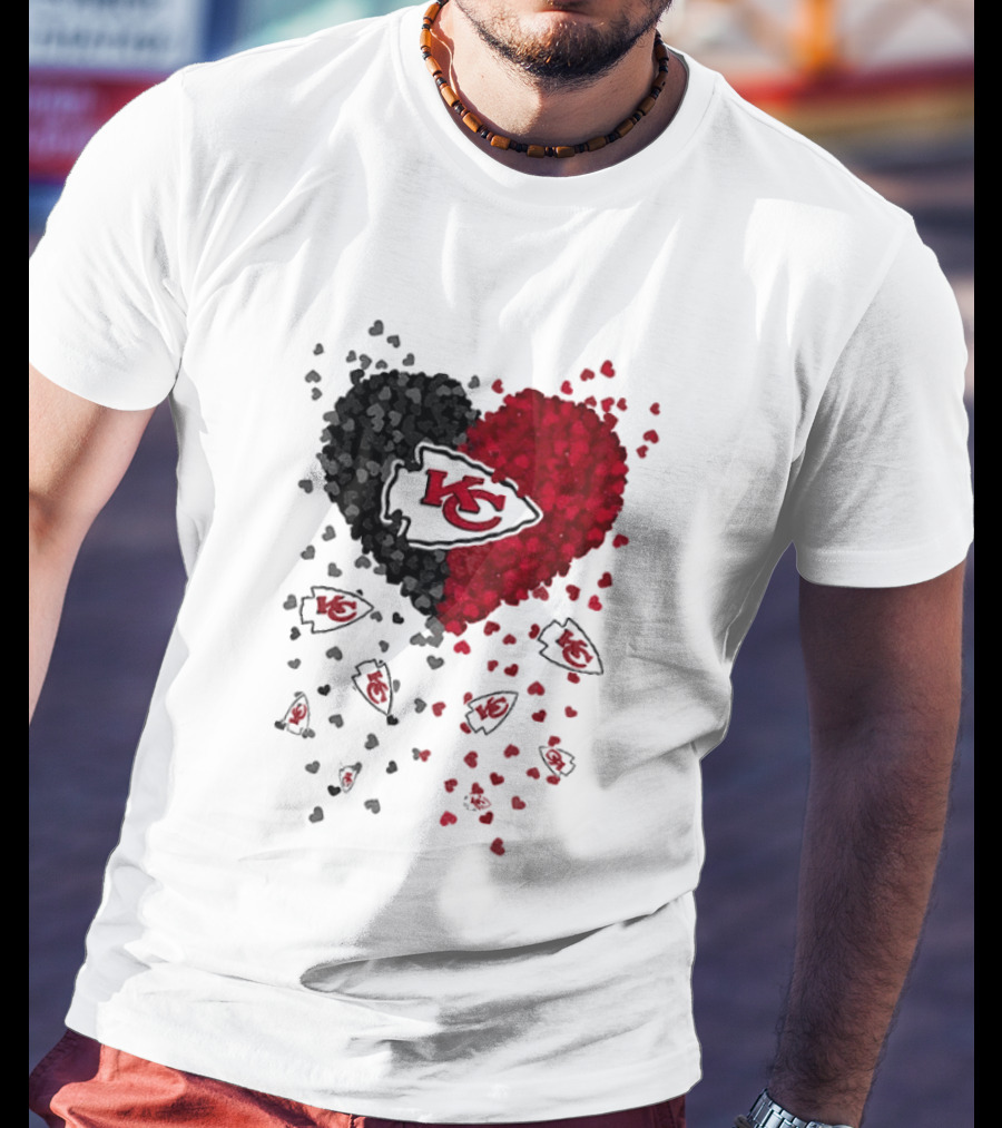 Heart KC Red Black 2026 Kansas City Chiefs Football T-Shirt