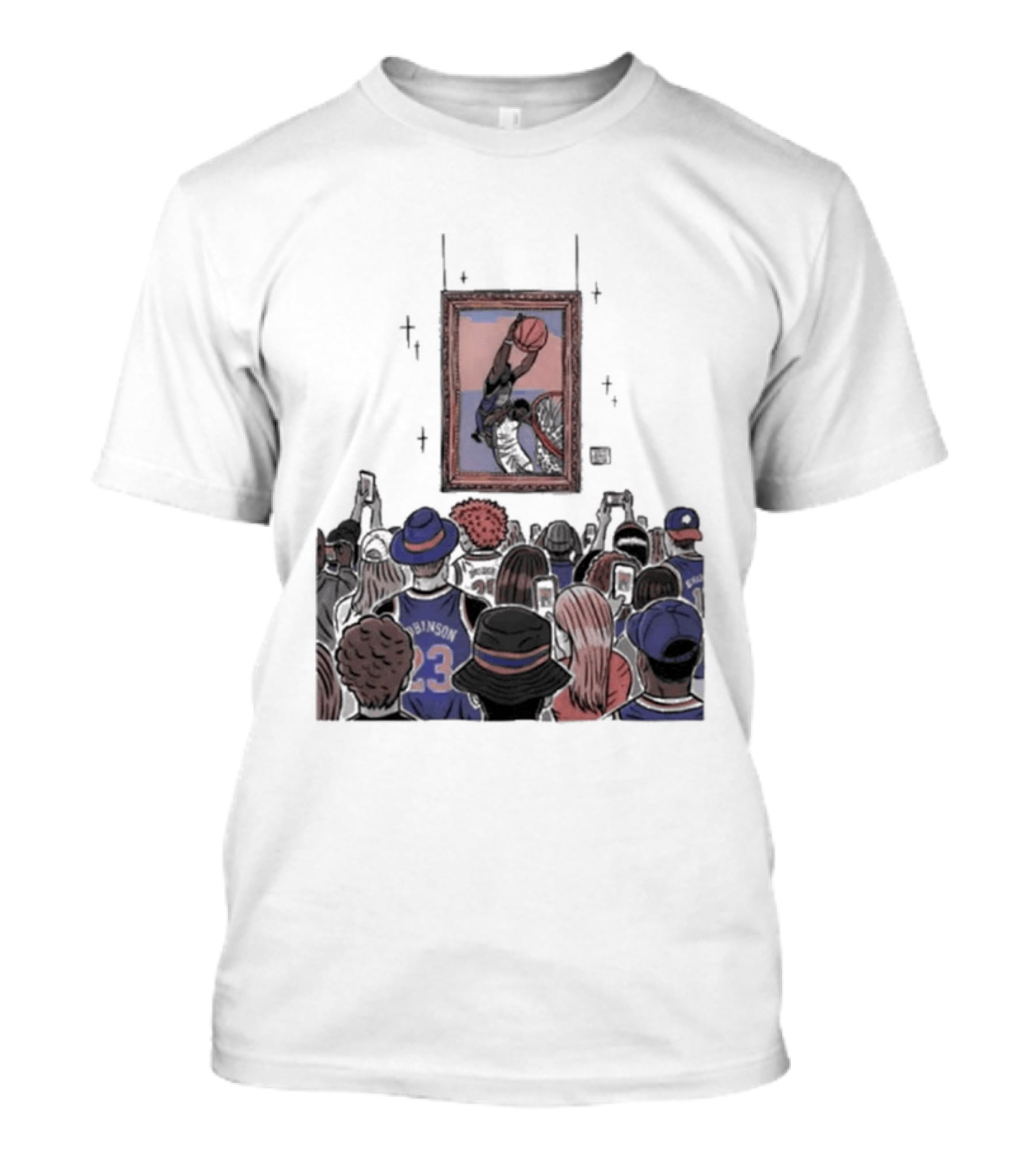 Mitchell Robinson New York Knicks Dunk Moment Over Philadelphia 76ers Joel Embiid Basketball Fans Gallery T-Shirt