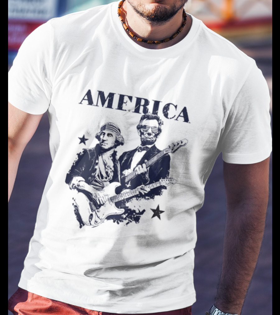 America George Washington Abraham Lincoln Presidential Rockstars 250 T-Shirt
