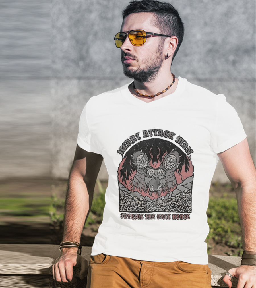 Heart Attack Man Joyride The Pale Horse Skulls Fire Red Flames T-Shirt