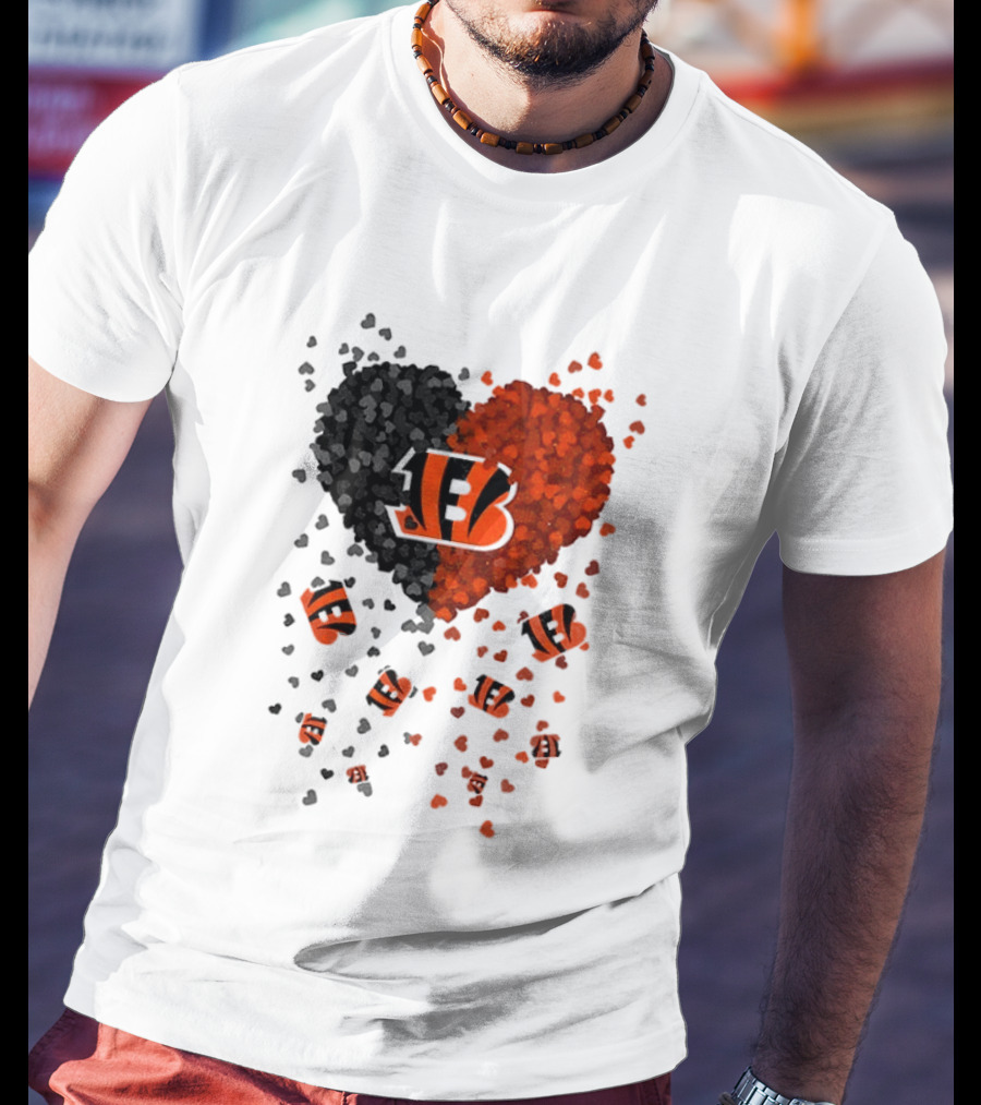 Cincinnati Bengals Heart 2026 Football Fan Love Collection T-Shirt