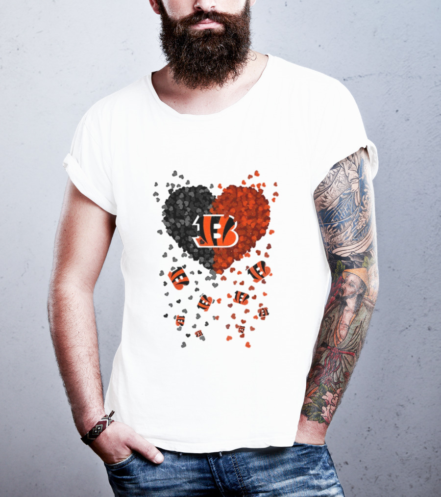 Cincinnati Bengals Heart 2026 Football Fan Love Collection T-Shirt