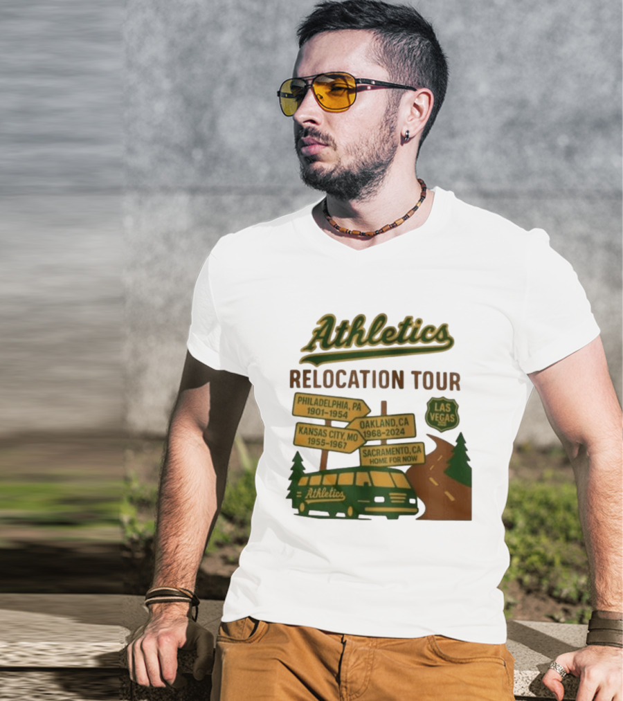 Athletics Relocation Tour Philadelphia Kansas City Oakland Sacramento Las Vegas T-Shirt