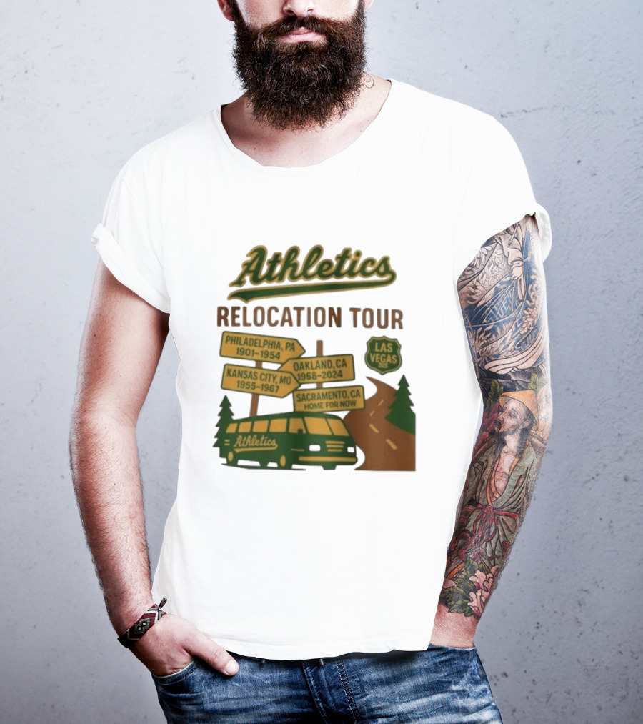 Athletics Relocation Tour Philadelphia Kansas City Oakland Sacramento Las Vegas T-Shirt