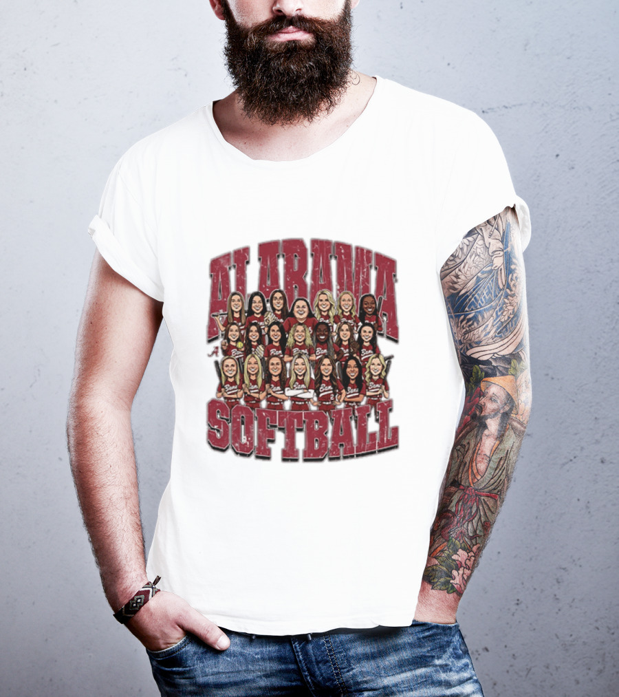 Crimson Tide Softball Alabama Team Caricature Players T-Shirt