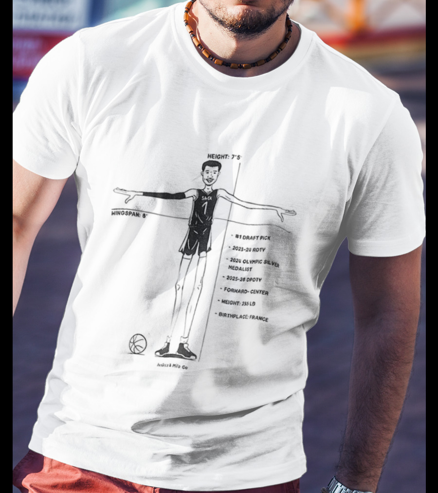 Victor Wembanyama Height Wingspan San Antonio Spurs Draft Pick Basketball T-Shirt