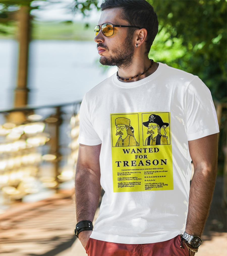 Wanted For Treason Kirk Van Houten Pirate And Russian Hat Cartoon Wanted T-Shirt