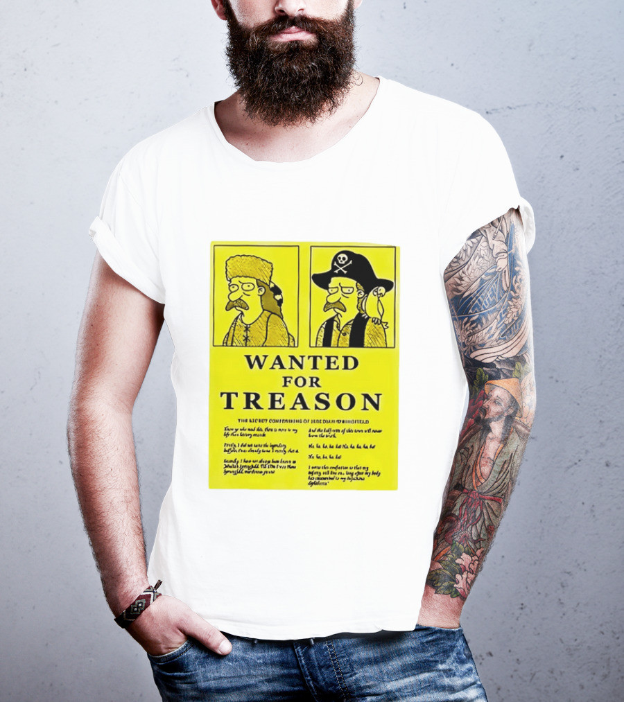 Wanted For Treason Kirk Van Houten Pirate And Russian Hat Cartoon Wanted T-Shirt
