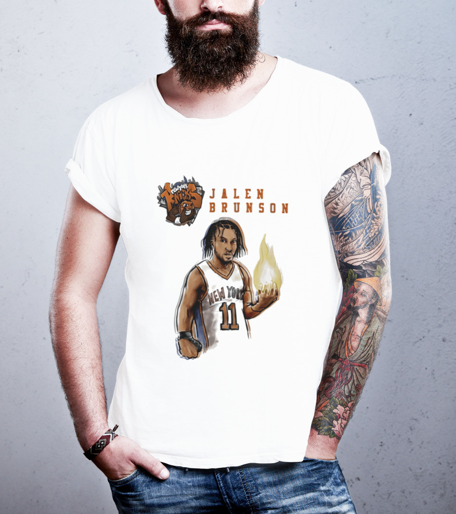 New York Knicks Jalen Brunson Flame 11 T-Shirt