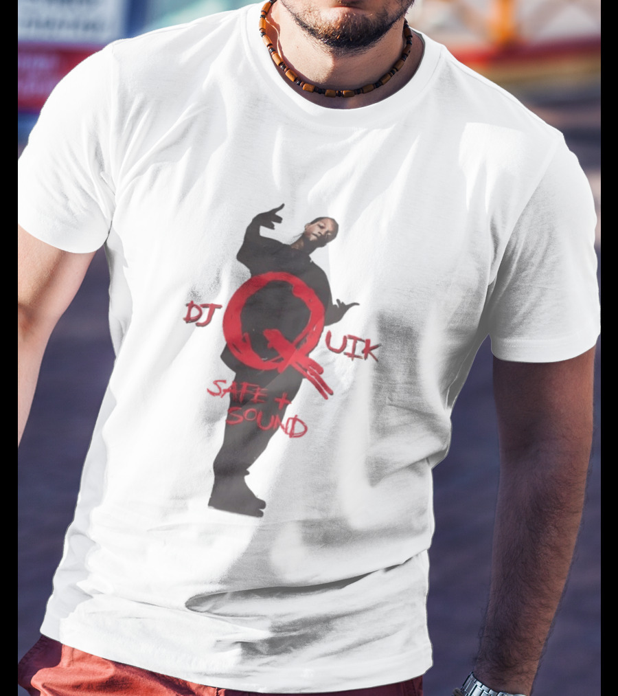 DJ Quik Safe Sound Album Cover Art Featuring Bold Red Lettering T-Shirt