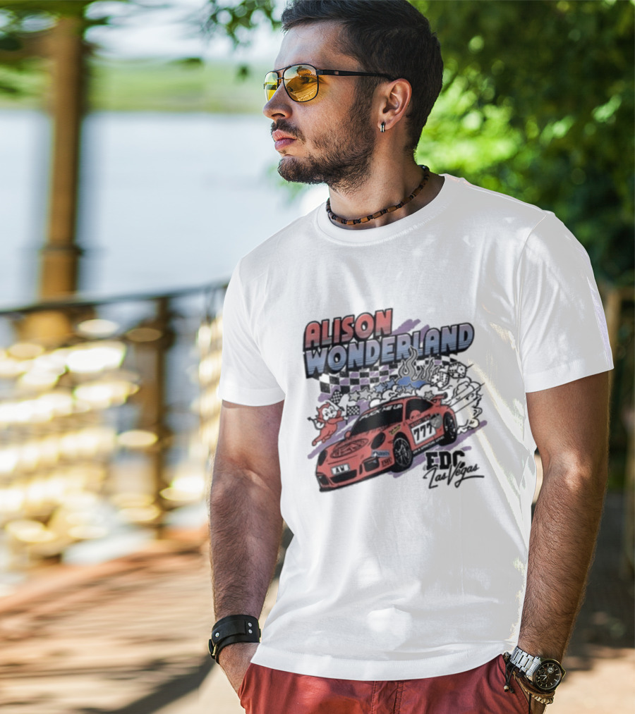 Alison Wonderland Racing 777 EDC Las Vegas Checkered Pink Car T-Shirt