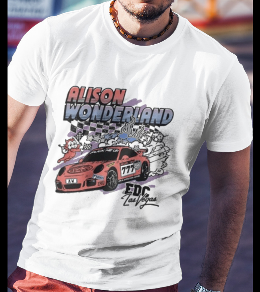 Alison Wonderland Racing 777 EDC Las Vegas Checkered Pink Car T-Shirt
