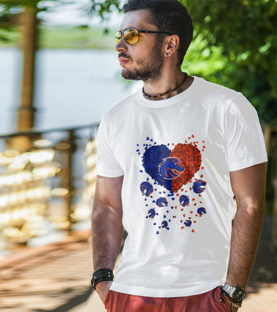 Heart Of Boise State Broncos Football 2026 Blue Orange Passion T-Shirt
