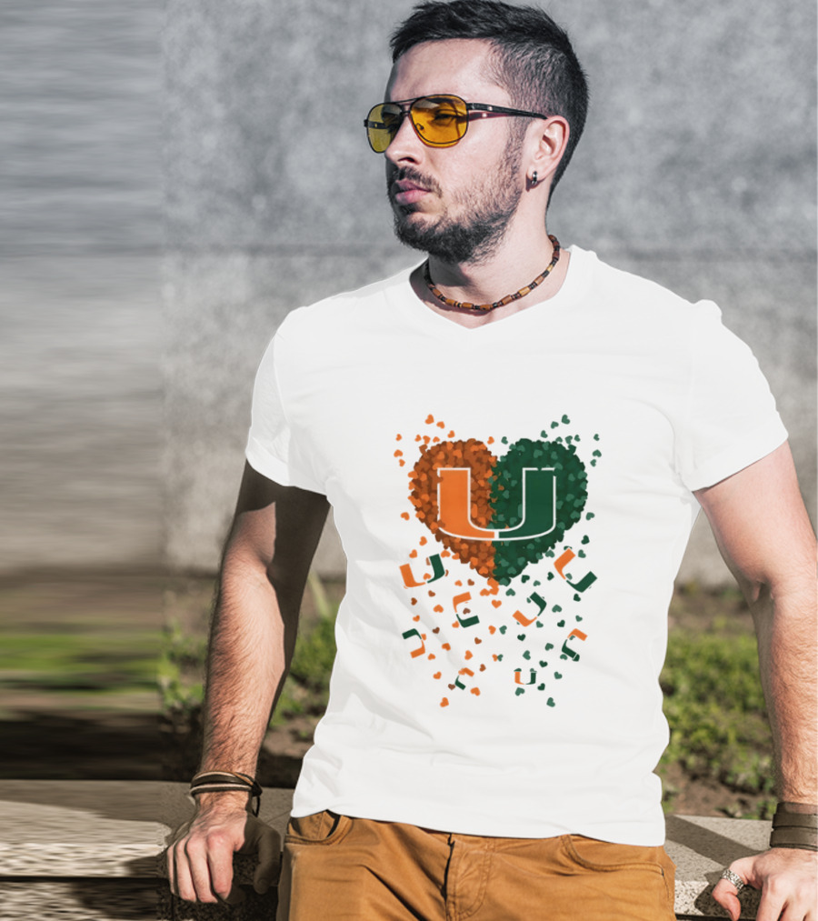 Heart Of Miami Hurricanes 2026 U Logo Football Celebration T-Shirt