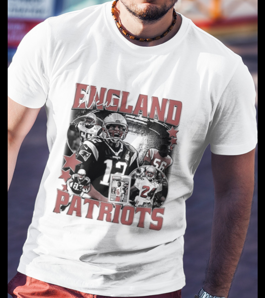 New England Patriots Vintage 90s Football Style Bootleg T-Shirt