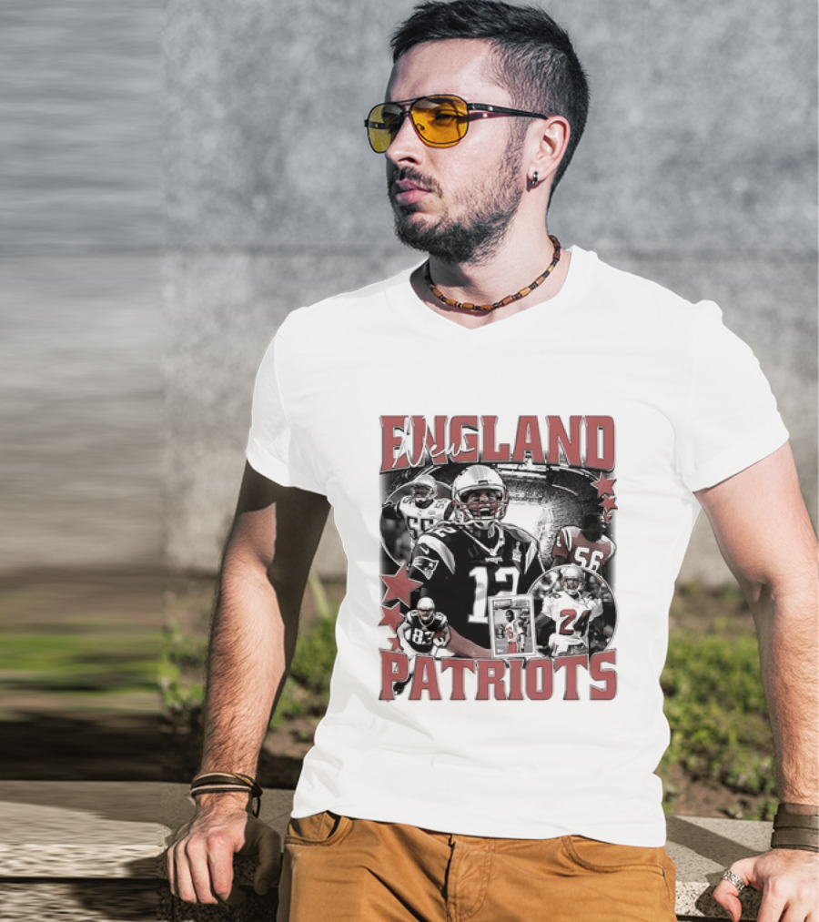New England Patriots Vintage 90s Football Style Bootleg T-Shirt