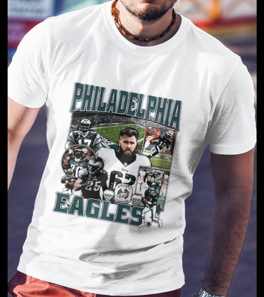 Philadelphia Eagles Football 90s Bootleg Players Collage T-Shirt