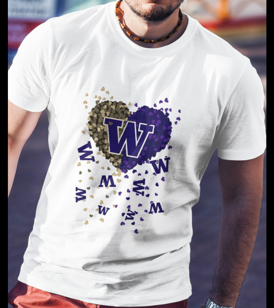W Washington Huskies Heart 2026 Football Celebration T-Shirt
