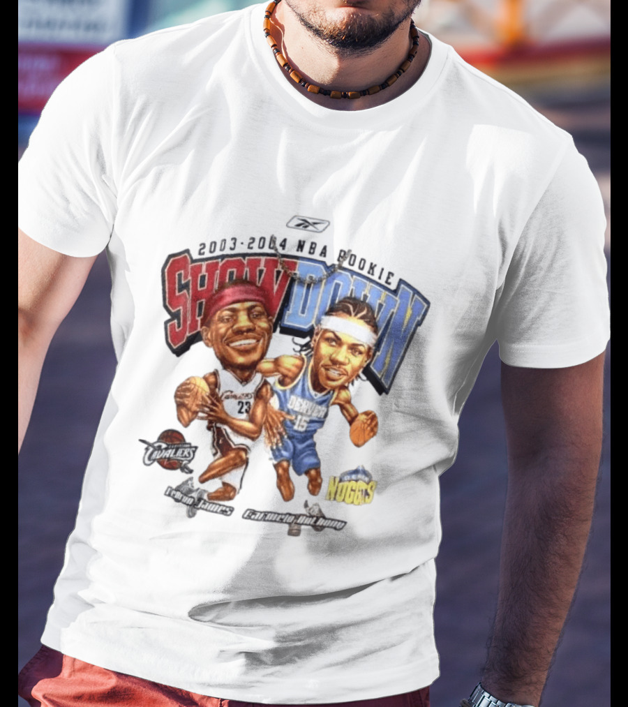 2003 2004 NBA Rookie Showdown LeBron James Carmelo Anthony Cavaliers Nuggets T-Shirt
