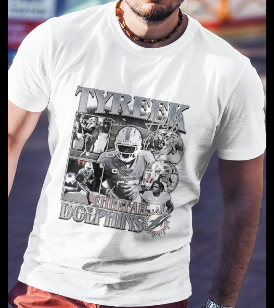 Tyreek Hill Cheetah Miami Dolphins Retro 90s Bootleg Football Player T-Shirt
