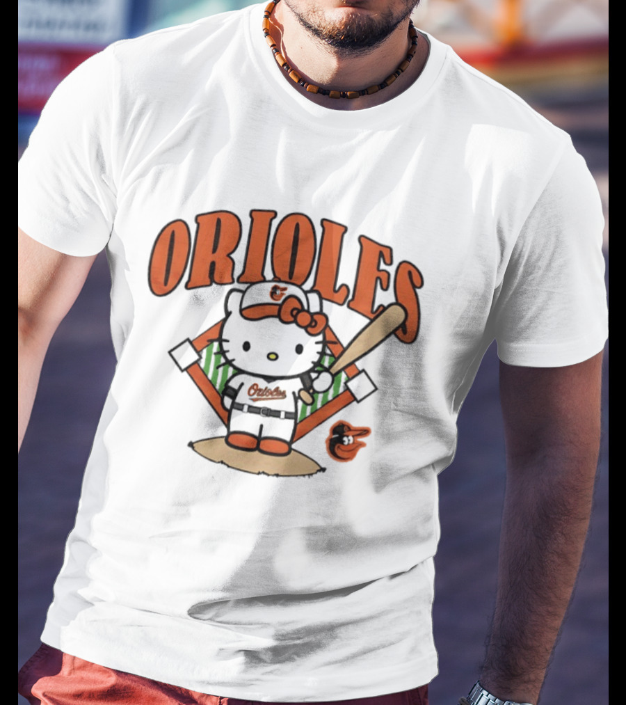 Baltimore Orioles Hello Kitty MLB Collaboration With Baseball T-Shirt