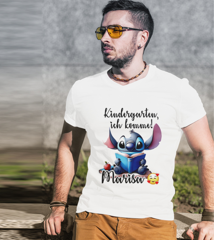 Kindergarten Ich Komme Marisa Blue Alien Book Reading T-Shirt