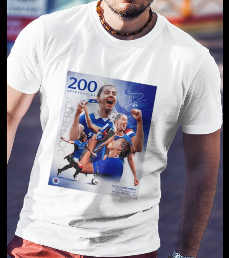 Nicola Docherty 200 Appearances Rangers Football Club Celebration T-Shirt