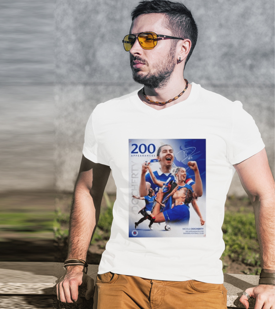 Nicola Docherty 200 Appearances Rangers Football Club Celebration T-Shirt
