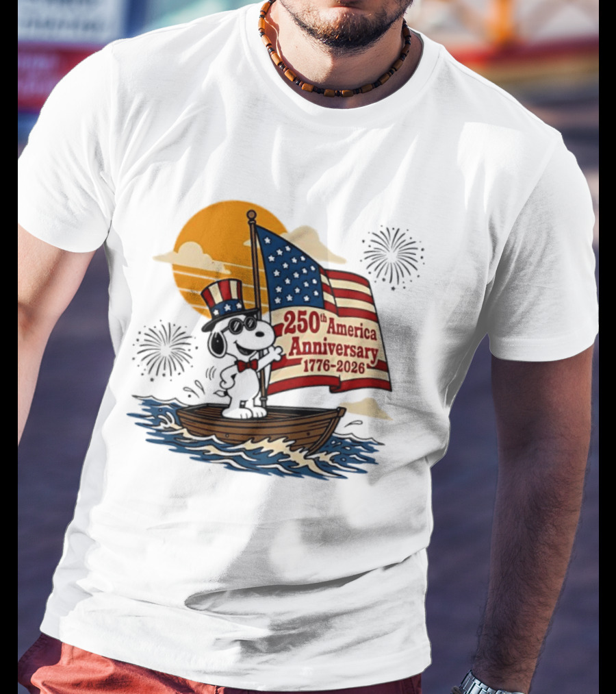 Snoopy 250th America Anniversary 1776 2026 Sailboat Celebration T-Shirt