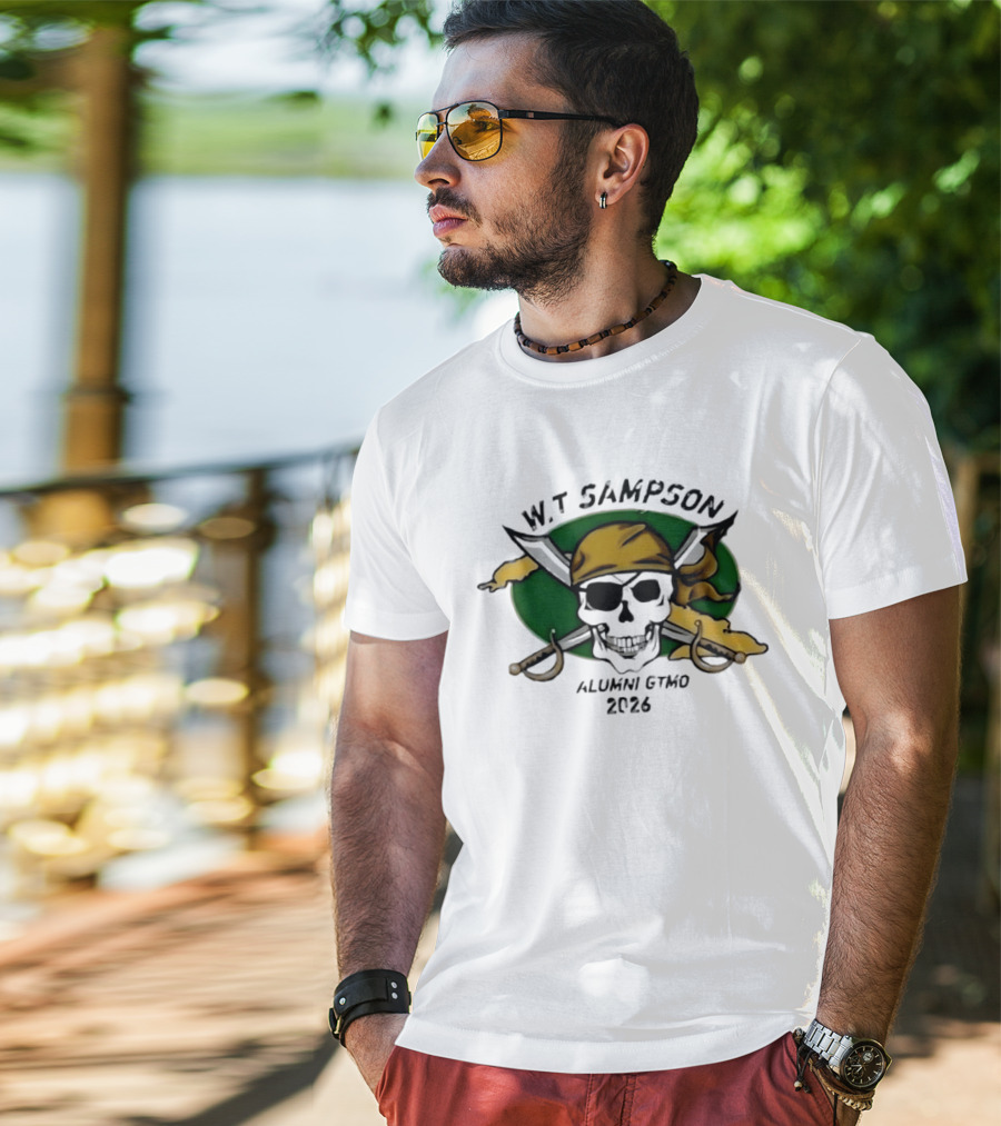 W Sampson Alumni GTMO 2026 Skull Swords Bandana T-Shirt