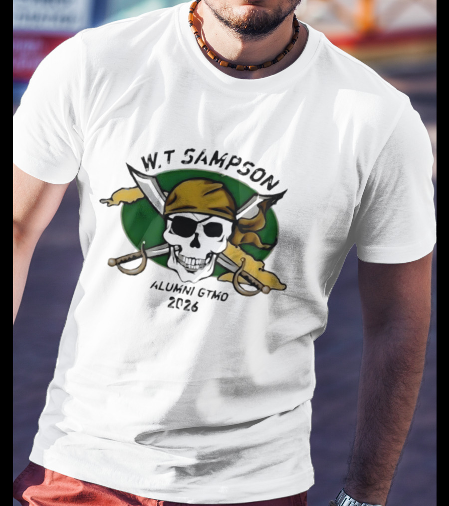 W Sampson Alumni GTMO 2026 Skull Swords Bandana T-Shirt
