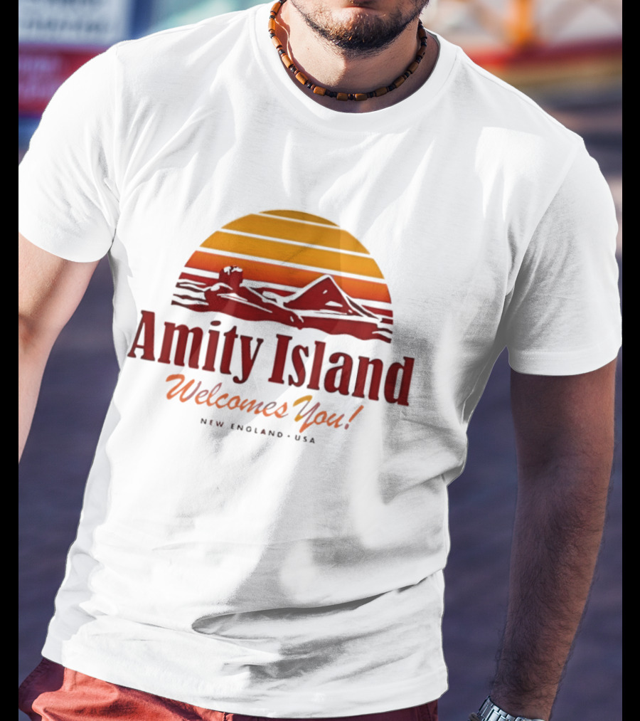 Amity Island Welcomes You New England USA Sunset Scene T-Shirt