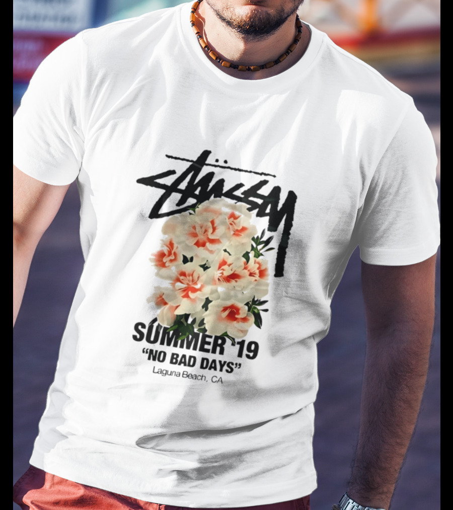 Stussy Summer 19 No Bad Days Floral Laguna Beach CA T-Shirt