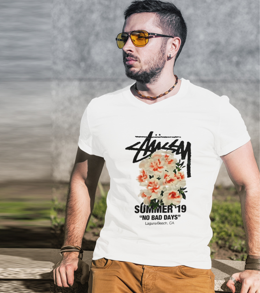 Stussy Summer 19 No Bad Days Floral Laguna Beach CA T-Shirt