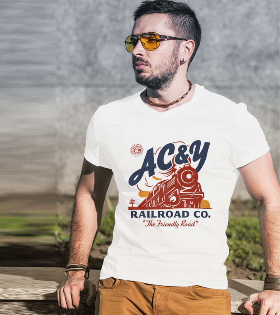 AC&Y Railroad Co. The Friendly Road Vintage Locomotive T-Shirt